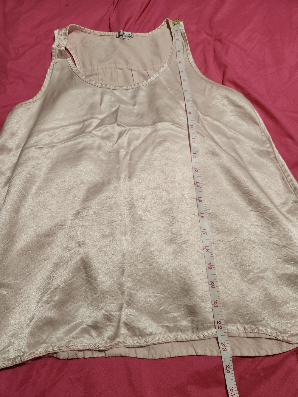 J.Harlow Laura Shiny Satin Blush Pink Two-Piece Pajama Set - Tank & Shorts - Picture 9 of 11
